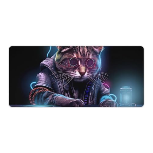 ouynngjing Extra großes Mauspad, süße Cyberpunk-Katze, DJ-Gaming-Tastaturpad, rutschfeste und wasserdichte Gummibasis, komplettes Schreibtisch-Mauspad, D-Muster, 40 x 90 cm ouynngjing Extra großes Mauspad, süße Cyberpunk-Katze, DJ-Gaming-Tastaturpad, rutschfeste und wasserdichte Gummibasis, komplettes Schreibtisch-Mauspad, D-Muster, 40 x 90 cm von ouynngjing