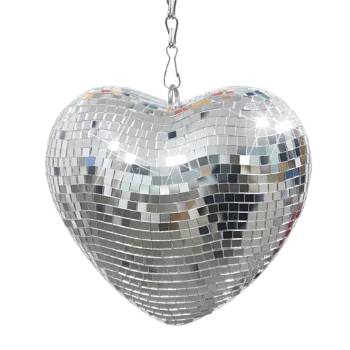 Herzförmige Discokugel 15 cm mit Aufhängkette, reflektierende Deko für Hochzeiten, Valentinstag, Partys, Silber Herzförmige Discokugel 15 cm mit Aufhängkette, reflektierende Deko für Hochzeiten, Valentinstag, Partys, Silber von oversevenls