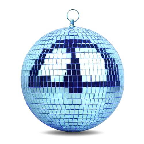 Oversevenls Discokugel 20 cm silberfarben – glitzernde Dekoration für Partys und Veranstaltungen, Blau von oversevenls