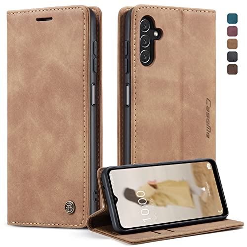 owlhold Handyhülle für Samsung Galaxy A14 4G/5G Hülle, Premium Lederhülle Weiches Vintage-Nubukleder Faltbare Ständer Klapphülle Kartenfach Standfunktion stoßfest Schutzhülle -Braun von owlhold