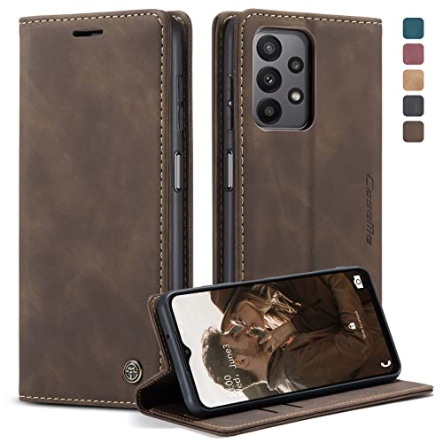 owlhold Handyhülle für Samsung Galaxy A23 5G Hülle, Premium Lederhülle Weiches Vintage-Nubukleder Faltbare Ständer Klapphülle Kartenfach Standfunktion stoßfest Schutzhülle für Samsung A23 5G -Kaffee von owlhold
