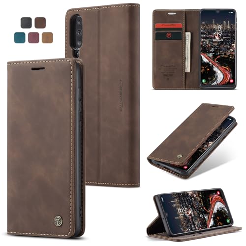 owlhold Handyhülle für Samsung Galaxy A50/A50S/A30S Hülle, Premium Lederhülle Weiches Vintage-Nubukleder Faltbare Ständer Klapphülle stoßfest Schutzhülle für Samsung A50/A50S/A30S -Kaffee von owlhold