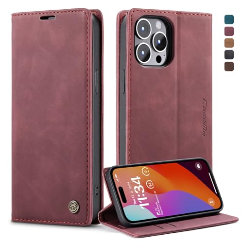 owlhold Handyhülle für iPhone 15 Pro Hülle, Premium Lederhülle Weiches Vintage-Nubukleder Faltbare Ständer Klapphülle Kartenfach Standfunktion stoßfest Schutzhülle für iPhone 15 Pro -Weinrot owlhold Handyhülle für iPhone 15 Pro Hülle, Premium Lederhülle Weiches Vintage-Nubukleder Faltbare Ständer Klapphülle Kartenfach Standfunktion stoßfest Schutzhülle für iPhone 15 Pro -Weinrot von owlhold