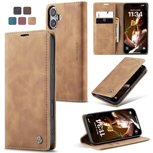 owlhold Handyhülle für iPhone 16 Hülle Premium Lederhülle Weiches Vintage-Nubukleder Faltbare Ständer Schutzhülle Kartenfach Standfunktion stoßfest klapphülle iPhone 16 -Braun owlhold Handyhülle für iPhone 16 Hülle Premium Lederhülle Weiches Vintage-Nubukleder Faltbare Ständer Schutzhülle Kartenfach Standfunktion stoßfest klapphülle iPhone 16 -Braun von owlhold