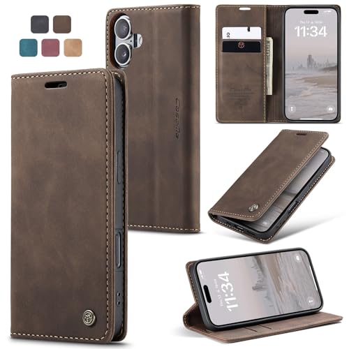 owlhold Handyhülle für iPhone 16 Hülle Premium Lederhülle Weiches Vintage-Nubukleder Faltbare Ständer Schutzhülle Kartenfach Standfunktion stoßfest klapphülle iPhone 16 -Kaffee owlhold Handyhülle für iPhone 16 Hülle Premium Lederhülle Weiches Vintage-Nubukleder Faltbare Ständer Schutzhülle Kartenfach Standfunktion stoßfest klapphülle iPhone 16 -Kaffee von owlhold