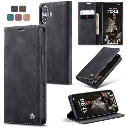 owlhold Handyhülle für iPhone 16 Hülle Premium Lederhülle Weiches Vintage-Nubukleder Faltbare Ständer Schutzhülle Kartenfach Standfunktion stoßfest klapphülle iPhone 16 -Schwarz owlhold Handyhülle für iPhone 16 Hülle Premium Lederhülle Weiches Vintage-Nubukleder Faltbare Ständer Schutzhülle Kartenfach Standfunktion stoßfest klapphülle iPhone 16 -Schwarz von owlhold