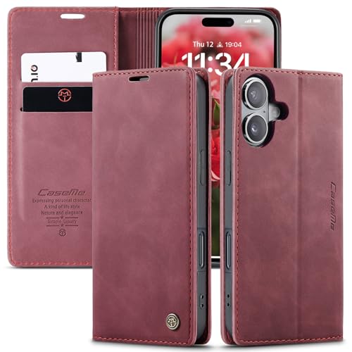 owlhold Handyhülle für iPhone 16 Plus Hülle Premium Lederhülle Weiches Vintage-Nubukleder Faltbare Ständer Schutzhülle Kartenfach Standfunktion stoßfest klapphülle iPhone 16 Plus -Weinrot owlhold Handyhülle für iPhone 16 Plus Hülle Premium Lederhülle Weiches Vintage-Nubukleder Faltbare Ständer Schutzhülle Kartenfach Standfunktion stoßfest klapphülle iPhone 16 Plus -Weinrot von owlhold
