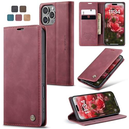 owlhold Handyhülle für iPhone 16 Pro MAX Hülle Premium Lederhülle Weiches Vintage-Nubukleder Faltbare Ständer Schutzhülle Kartenfach Standfunktion stoßfest klapphülle iPhone 16 Pro MAX -Weinrot owlhold Handyhülle für iPhone 16 Pro MAX Hülle Premium Lederhülle Weiches Vintage-Nubukleder Faltbare Ständer Schutzhülle Kartenfach Standfunktion stoßfest klapphülle iPhone 16 Pro MAX -Weinrot von owlhold