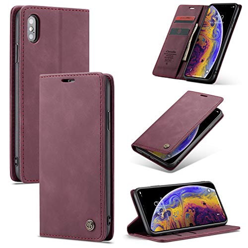 owlhold Handyhülle iPhone X hülle iPhone XS klapphülle Premium PU,Faltbare Schutzhülle,Kartenfach Standfunktion,Lederhülle Handytasche hülle für iPhone X/iPhone XS - Weinrot owlhold Handyhülle iPhone X hülle iPhone XS klapphülle Premium PU,Faltbare Schutzhülle,Kartenfach Standfunktion,Lederhülle Handytasche hülle für iPhone X/iPhone XS - Weinrot von owlhold