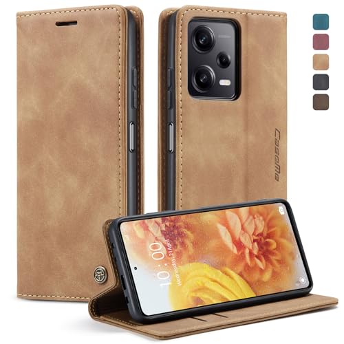 owlhold Hülle Xiaomi Redmi Note 12 Pro+ 5G/Note 12 Pro Plus Klapphülle Premium Lederhülle Weiches Vintage-Nubukleder Faltbare Ständer Schutzhülle Kartenfach Handyhülle Note 12 Pro Plus 5G -Braun von owlhold