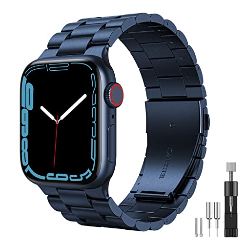 owlhold Kompatibel mit Apple Watch Armband 41mm 40mm 38 mm, Premium Edelstahl Metall Ersatz Uhrenarmband für Apple Watch Serie 9/8/7/6/5/4/3/2/1/SE/SE 2 für Männer und Frauen (Blau) von owlhold