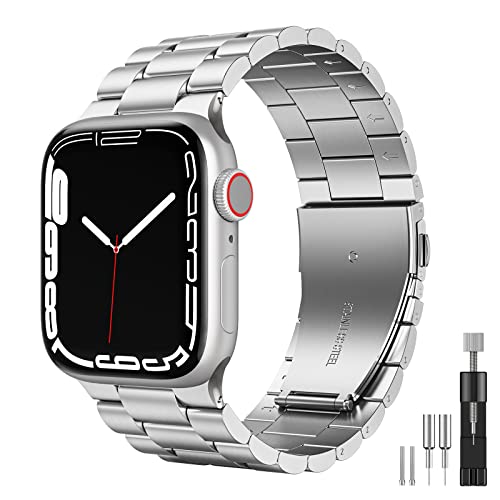 owlhold Metall Armband Kompatibel mit Apple Watch 42mm 44mm 45mm 46mm 49mm, Premium Edelstahl Ersatz Uhrenarmband für Apple Watch Serie Ultra 10/9/8/7/6/5/4/3/2/1/SE/SE2 für Männer und Frauen(Silber) von owlhold
