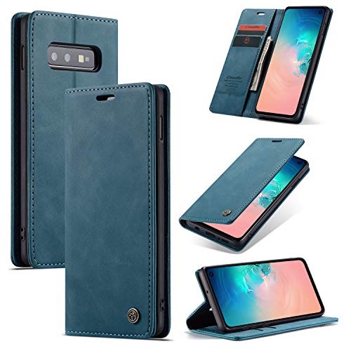 owlhold Samsung Galaxy S10e hülle Galaxy S10e Klapphülle Premium PU Leder Handytasche Weiches Vintage Faltbare Schutzhülle Kartenfach Standfunktion Handyhülle Samsung Galaxy S10e 5G - Blaugrün von owlhold