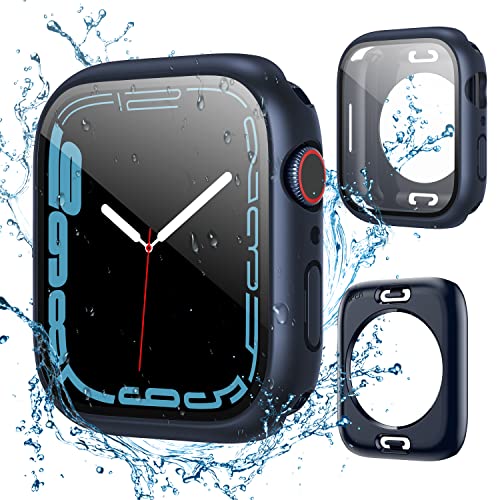 owlhold Wasserdicht Hülle für Apple Watch Series 9/8/7 41mm, 360 Grad Cover mit Eingebautem Panzerglas Displayschutz Outdoor Case IP68 Schutzhülle für Apple Watch Series 9/8/7 41mm -Blau von owlhold