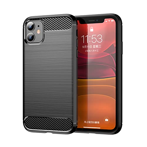 owlhold für iPhone 11 Hülle, Karbonfaser Design Handyhülle Dünne Weiche TPU Silikon Material Schutzhülle stoßfeste Case Kratzfeste Cover für iPhone 11 (Schwarz) von owlhold