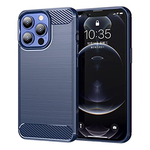 owlhold für iPhone 13 Pro Max Hülle, Karbonfaser Design Handyhülle Dünne Weiche TPU Silikon Material Schutzhülle stoßfeste Case Kratzfeste Cover für iPhone 13 Pro Max (Blau) von owlhold