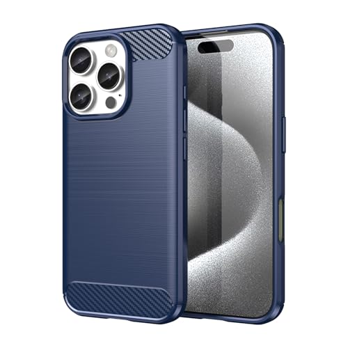 owlhold für iPhone 16 Pro Hülle, Karbonfaser Design Handyhülle Dünne Weiche TPU Silikon Material Schutzhülle stoßfeste Case Kratzfeste Cover für iPhone 16 Pro (Blau) von owlhold
