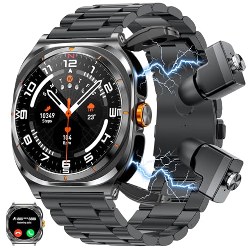 paazomu 2025 Neue 2-in-1-Smartwatch mit TWS Headset 1,54 Zoll IP67 Wasserdicht Musik Smartwatch Bluetooth Headset Gesundheitsüberwachung Sport Fitness Tracker (Schwarz) von paazomu
