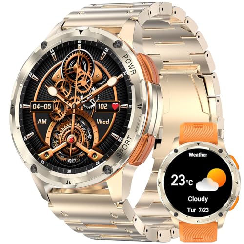 paazomu Robuste Militär-Smartwatches für Herren, 3,6 cm (1,43 Zoll), Ultra-HD, AMOLED, Outdoor-Smartwatch, Gesundheits-Fitness-Tracker, 5 ATM wasserdicht, 100 + Sport-Modi, taktischer Schrittzähler, von paazomu