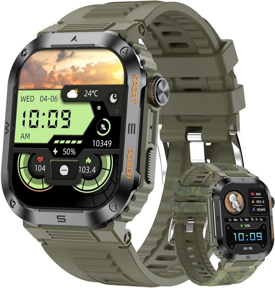 paazomu Smartwatch (2 Zoll, Android, iOS), mit Anrufannahme, Herzfrequenzmesser,SpO2 Schlaf, Benachrichtigungen von paazomu