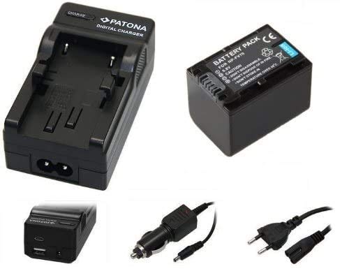2in1-SET für den Sony FDR AX53 Ultra HD Camcorder - Akku kompatibel mit Sony NP-FV70 (1500mAh) + 4in1 Ladegerät (für USB, microUSB, 220V und Auto) inkl. PATONA Displaypad von pabuTEL-Bundle