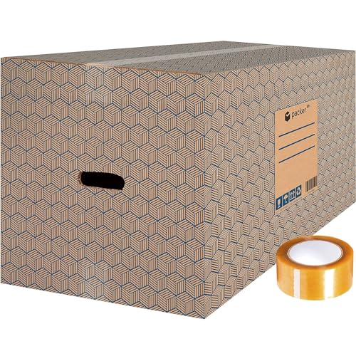 packer PRO Packung mit 10 Boxen aus Karton, sehr robust, mit Griffen und Klebeband, 600 x 400 x 400 mm von packer PRO