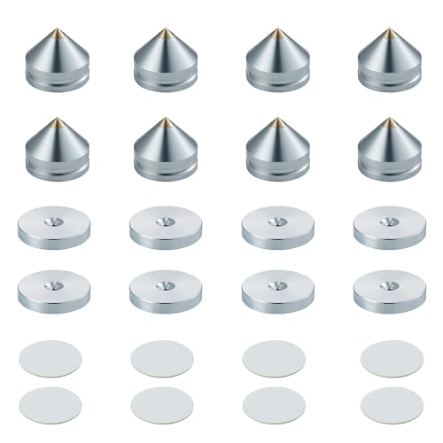 Pailvens Lautsprecher Spikes 8er Set, Lautsprecher Füße aus Alulegierung, Subwoofer Füße mit 16x Klebepads, Lautsprecherständer Boxenständer für HiFi-Lautsprecher, CD DVD Player, Silber Pailvens Lautsprecher Spikes 8er Set, Lautsprecher Füße aus Alulegierung, Subwoofer Füße mit 16x Klebepads, Lautsprecherständer Boxenständer für HiFi-Lautsprecher, CD DVD Player, Silber von pailvens