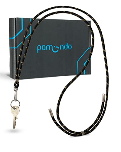 pamindo Schlüsselband - praktische Karabiner Schlüsselkette - Universalkette für Schlüsselbund - Band für Schlüssel -Schlüsselanhänger Schwarz Gold von pamindo