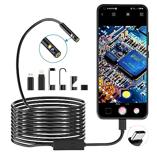 1920P HD Dual Lens Snake Inspection Endoskop, Pancellent Typ C Endoskop, Scope Kamera mit 8 LED Leuchten für Android und iOS Smartphone, iPhone, iPad, Samsung(5M) von pancellent