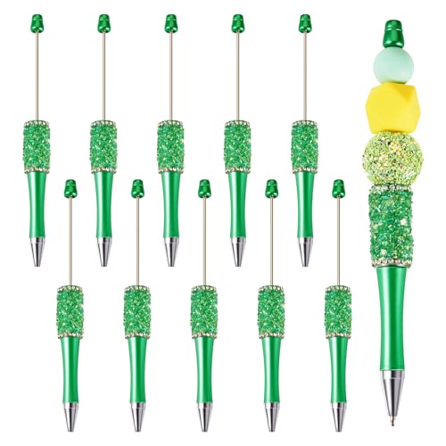 pandahall Kristall-Kugelschreiber aus Kunststoff, glitzernd, Strass, Perlenstift für Lehrer, Schule, Büro, Bastelbedarf, Grün, 10 Stück pandahall Kristall-Kugelschreiber aus Kunststoff, glitzernd, Strass, Perlenstift für Lehrer, Schule, Büro, Bastelbedarf, Grün, 10 Stück von pandahall
