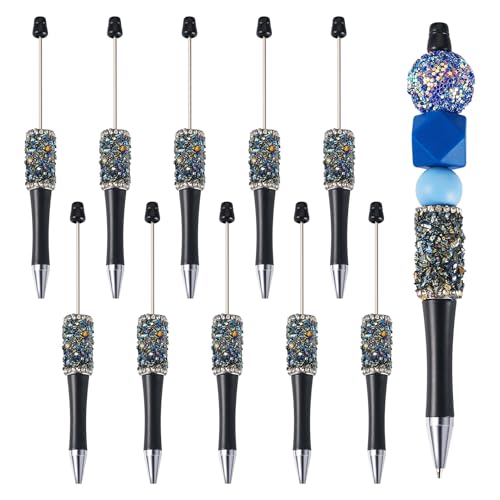 pandahall Kristall-Kugelschreiber aus Kunststoff, glitzernd, Strass, Perlenstift für Lehrer, Schule, Büro, Bastelbedarf, Schwarz, 10 Stück pandahall Kristall-Kugelschreiber aus Kunststoff, glitzernd, Strass, Perlenstift für Lehrer, Schule, Büro, Bastelbedarf, Schwarz, 10 Stück von pandahall
