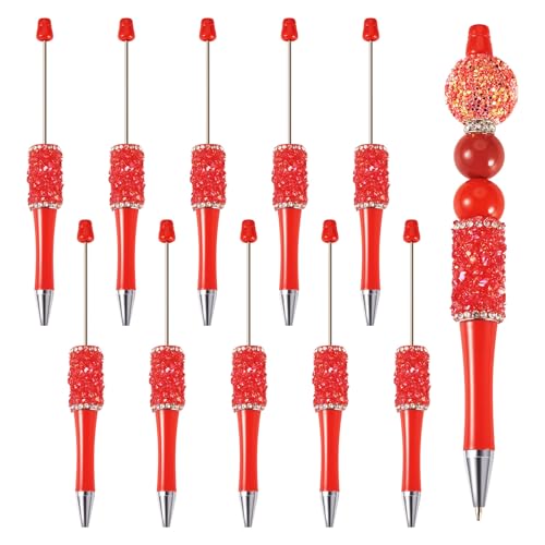 pandahall Kristall-Kugelschreiber aus Kunststoff, mit Glitzersteinen, Strass, Perlenstift für Lehrer, Schule, Büro, Bastelbedarf, Rot, 10 Stück pandahall Kristall-Kugelschreiber aus Kunststoff, mit Glitzersteinen, Strass, Perlenstift für Lehrer, Schule, Büro, Bastelbedarf, Rot, 10 Stück von pandahall