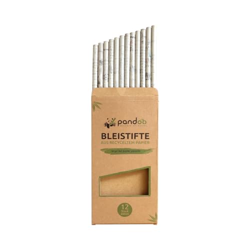 pandoo 12 HB Bleistifte aus Recyceltem Zeitungspapier | Umweltfreundliche Bleistifte | Bleistift-Set zum Zeichnen, Skizzieren, Schule, Kinder | Eco Pencil | Nachhaltige Schulsachen von pandoo