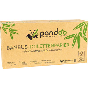 pandoo Toilettenpapier 3-lagig Bambus, 8 Rollen von pandoo