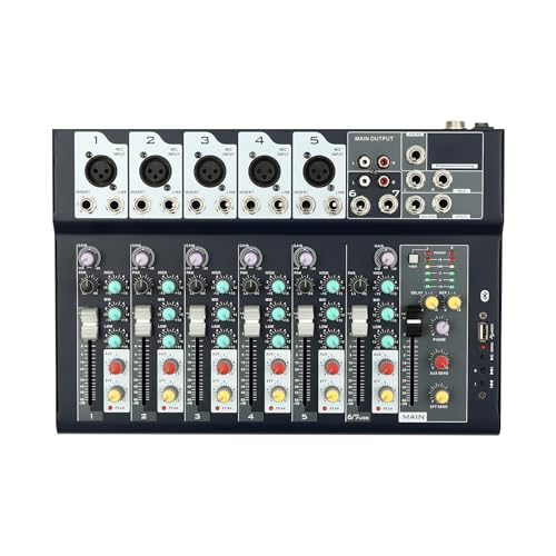 DJ Digital Mischpult audio Mixer für PC Musikaufnahme mit 7 Kanälen und Bluetooth Verbindung für Studio und Zuhause ideal für Musiker und Podcaster DJ Digital Mischpult audio Mixer für PC Musikaufnahme mit 7 Kanälen und Bluetooth Verbindung für Studio und Zuhause ideal für Musiker und Podcaster von panfudongk