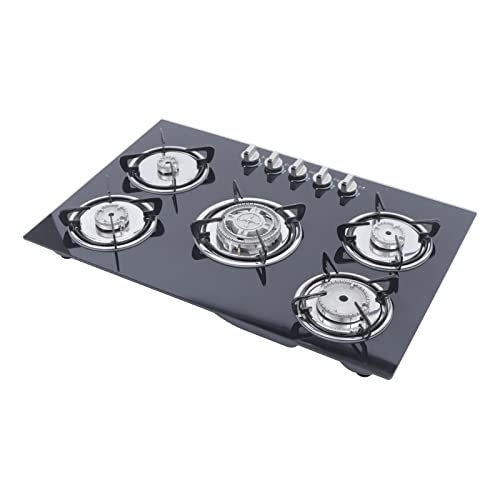 Gaskocher Gasherd | Gas Stove 5-Brenner Gaskochfeld Leistungsstark | Sicher | Einfach zu reinigen - 5 Brenner Gaskochfeld | 770 * 510mm | Glasoberfläche von panfudongk