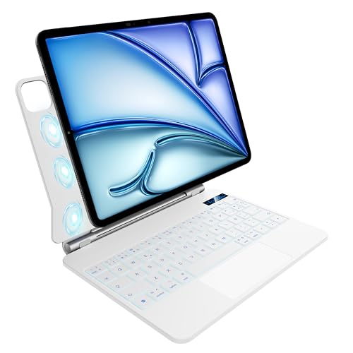Tastatur für iPad Air 27,9 cm (11 Zoll), M2 2024, iPad Air 5. / 4. Generation und iPad Pro 11 Zoll, 4., 3., 2., 1. Generation, Hintergrundbeleuchtung in 7 Farben, Multitouch-Touchpanel, magnetisches von pankeybd
