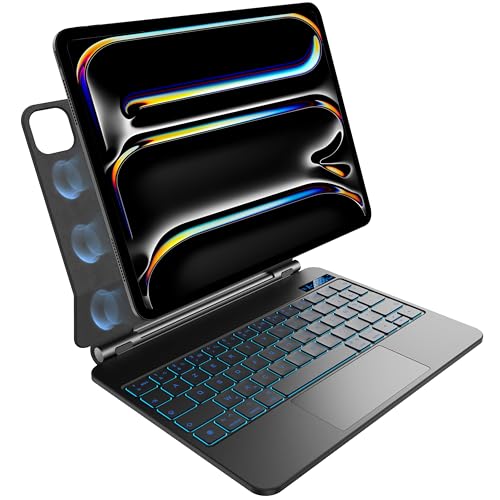 Tastatur für iPad Pro 11 Zoll M4 2024, Hintergrundbeleuchtung 7 Farben, Multi-Touchpad, magnetisches schwebendes Design, AZERTY, Schwarz Tastatur für iPad Pro 11 Zoll M4 2024, Hintergrundbeleuchtung 7 Farben, Multi-Touchpad, magnetisches schwebendes Design, AZERTY, Schwarz von pankeybd