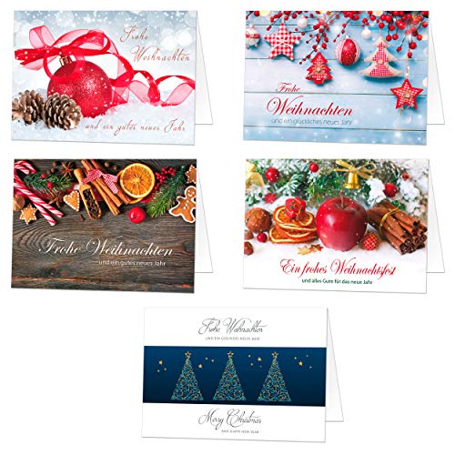 20 Exklusive Weihnachtskarten (Klappkarten) mit Umschlag, perfekt für stilvolle Grüße an Geschäftspartner und Freunde von paperSky
