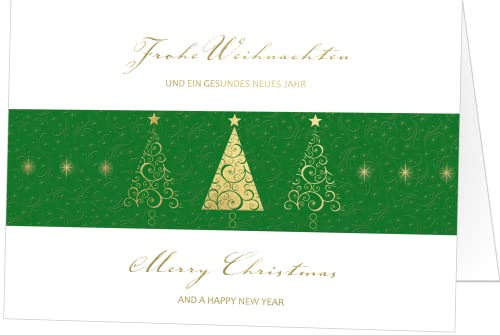 20 Weihnachtskarten (Klappkarten) mit Goldprägung. Perfekt für stilvolle Grüße an Freunde und Geschäftspartner von paperSky
