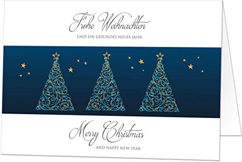 Hochwertige Weihnachtskarten (20 Klappkarten) Weihnachtsbäume mit Umschlag, perfekt für stilvolle Grüße an Geschäftspartner und Freunde von paperSky