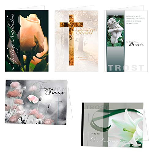 Trauerkarten Beileidskarten Set, 50 Klappkarten mit Umschlag von paperSky