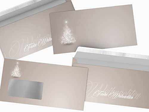 10 weihnachtliche Briefumschläge OHNE FENSTER Verträumter Lichterbaum, DIN LANG, für Laser/Ink/Copy/Hand, postgeprüft, beidseitig bedruckt von paperandpicture.de
