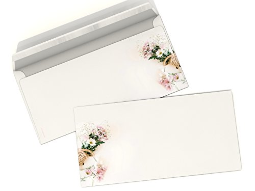 10er-Set Bedruckte Briefumschläge Frühlingsstrauß DIN-Lang Blumen Pastell Frühling, von dirxbuschinger