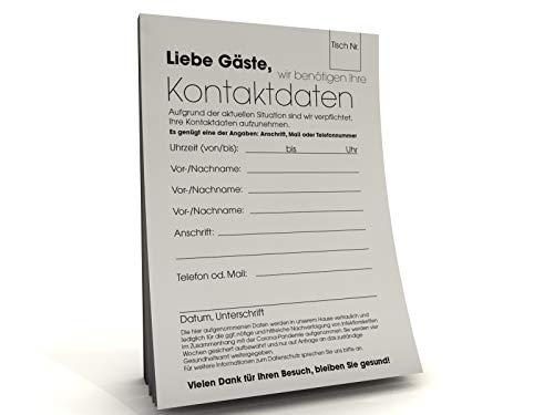 500 Kontaktdaten-Zettel DIN A6 für Gastronomie in moderner Optik von paperandpicture.de