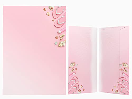 Briefpapier Set | Sonniger Sommer Pink | 20 Blatt Sommerliches Motivpapier A4 | 20 Briefumschläge OHNE FENSTER im DIN LANG-Format von paperandpicture.de