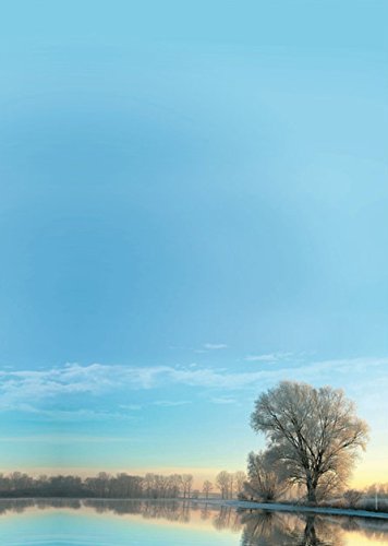Landschaft und Natur Briefpapier Set Frostiger Wintermorgen, 100-teilig mit 50 Blatt Motivpapier DIN A4, 90g/qm und 50 passenden DIN LANG-Briefumschlägen von paperandpicture.de