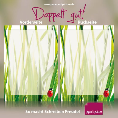 Motivpapier-Set "Marienkäfer Im Gras", 20 Blatt A4, BEIDSEITIG BEDRUCKT + 20 komplett bedruckte Briefumschläge DIN LANG, für Laser/Ink/Copy/Hand von dirxbuschinger
