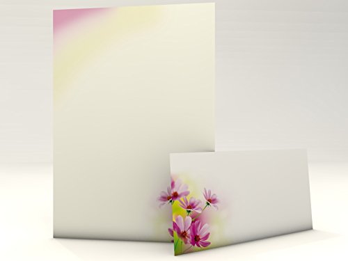 Motivpapier Set mit Umschlag Sommerblumen 50 Blatt A4 und 50 passende Kuverts von dirxbuschinger