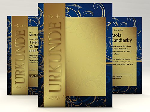 Urkundenpapier "Gold" 100 Blatt | klassisch | für Urkunden Zertifikate | DIN A4 190g/qm | hochwertig | Briefpapier | Kartonpapier | certificate paper | Blanko Urkunde | Anerkennung Papier von paperandpicture.de